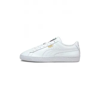 Puma, Pantofi sport de piele Basket, Alb, 10.5