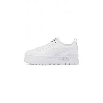 Puma, Pantofi sport de piele cu insertii sintetice Mayze, Alb optic, 37 EU