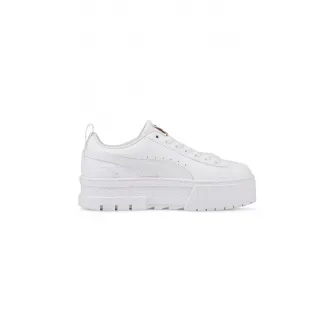 Puma, Pantofi sport de piele cu insertii sintetice Mayze, Alb optic, 37 EU