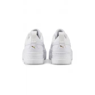 Puma, Pantofi sport de piele cu insertii sintetice Mayze, Alb optic, 37 EU