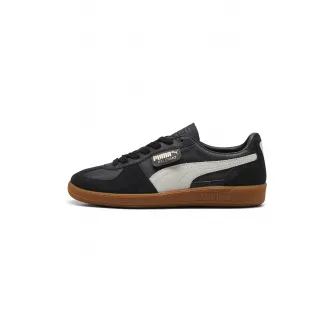 Puma, Pantofi sport din piele intoarsa cu insertii din material textil Palermo, Negru, Alb, 7.5