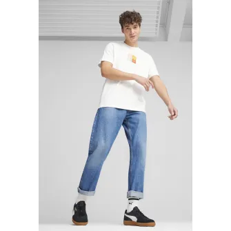 Puma, Pantofi sport din piele intoarsa cu insertii din material textil Palermo, Negru, Alb, 10.5