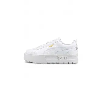 Puma, Pantofi sport flatform de piele Mayze, Alb, 7