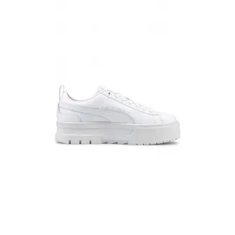 Puma, Pantofi sport flatform de piele Mayze, Alb, 7