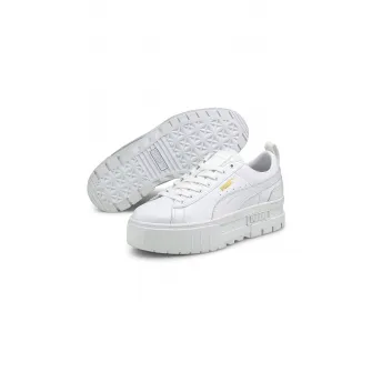Puma, Pantofi sport flatform de piele Mayze, Alb, 7
