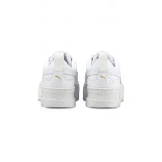 Puma, Pantofi sport flatform de piele Mayze, Alb, 7