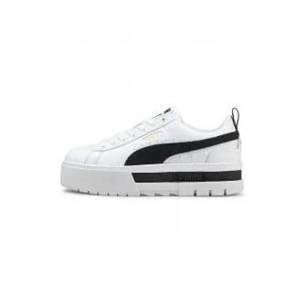 Puma, Pantofi sport flatform Mayze, Alb, Negru, 7