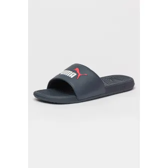 Puma, Papuci cu logo Cool Cat 2.0, Alb, Albastru ultramarin, 6