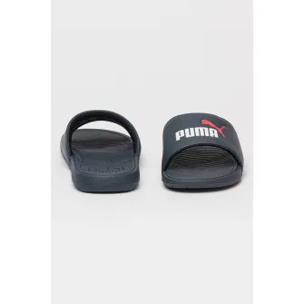 Puma, Papuci cu logo Cool Cat 2.0, Alb, Albastru ultramarin, 6