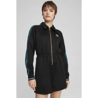 Puma, Salopeta regular fit cu buzunare laterale, Negru, Albastru petrol, XS