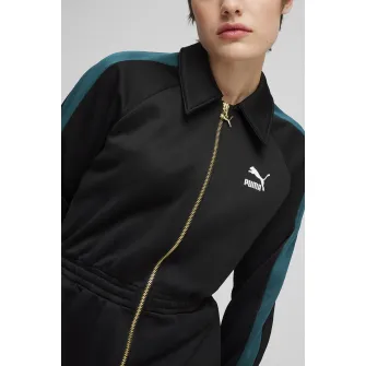 Puma, Salopeta regular fit cu buzunare laterale, Negru, Albastru petrol, XS