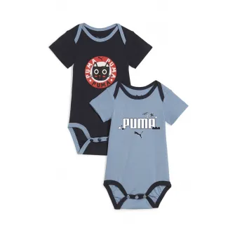 Puma, Set de body-uri din amestec de bumbac - 2 piese, Albastru, 68 CM