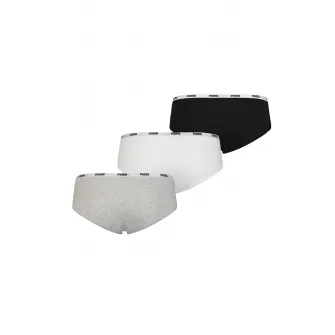 Puma, Set de chiloti hipster- 3 perechi, Gri melange/Alb/Negru, XS