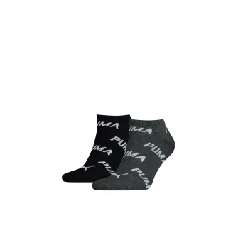 Puma, Set de sosete scurte unisex cu imprimeu logo - 2 perechi, Negru/Gri inchis/Alb, 35-38