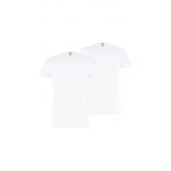 Puma, Set de tricouri de casa, din bumbac, cu decolteu in V - 2 piese, Alb, L