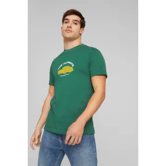 Puma, Tricou regular fit cu imprimeu, din amestec de bumbac, Verde, Galben mustar, S