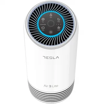 Purificator Tesla Air3 LITE, CADR 110 m3/h, Indicator filtru, Sleep Mode, Timer, Filtru HEPA+Carbon Activ, Alb