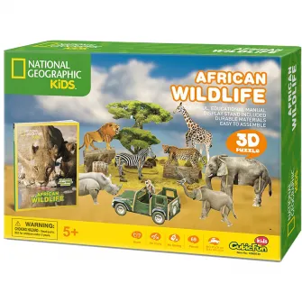Puzzle 3D Cubic Fun - National Geographic Kids, Animale salbatice, 69 piese