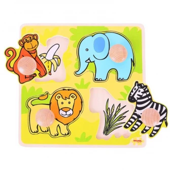 Puzzle din lemn BigJigs - Safari, 4 piese