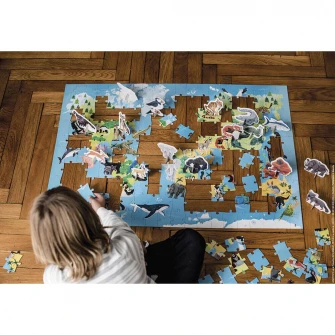 Puzzle educativ Janod - Animale pe cale de disparitie, 200 piese