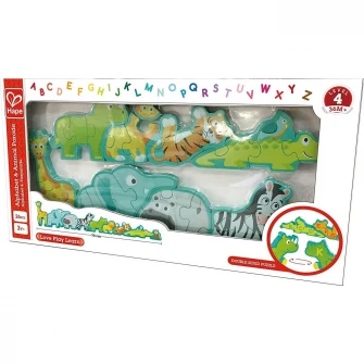 Puzzle Hape 2 in 1 - Alfabet si animale, 26 piese