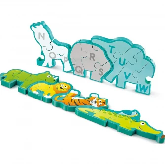 Puzzle Hape 2 in 1 - Alfabet si animale, 26 piese