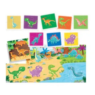 Puzzle Headu Teacher Tested - Dinozaurii, 2 fete, 8+1
