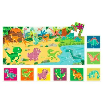 Puzzle Headu Teacher Tested - Dinozaurii, 2 fete, 8+1