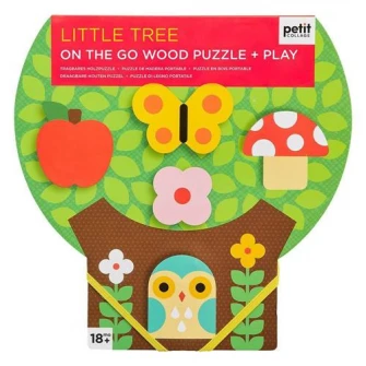 Puzzle Petit Collage - Micutul copac, 5 piese, din lemn