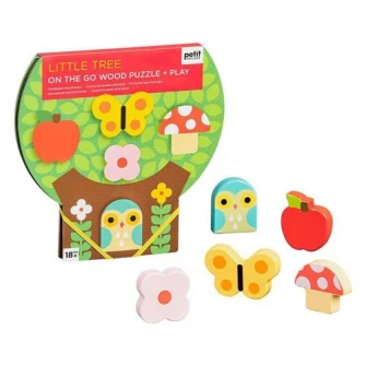 Puzzle Petit Collage - Micutul copac, 5 piese, din lemn