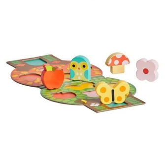 Puzzle Petit Collage - Micutul copac, 5 piese, din lemn