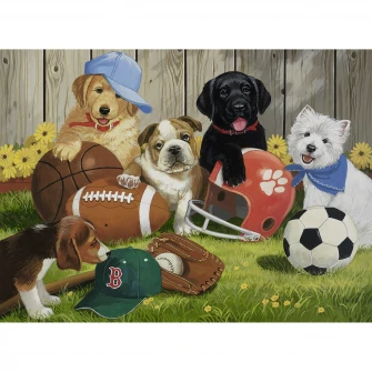 Puzzle Ravensburger XXL - Catelusi sportivi, 200 piese