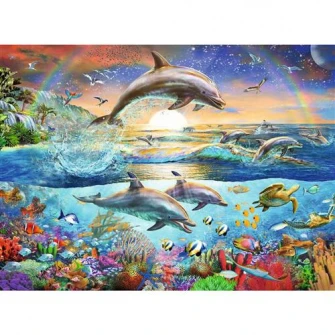 Puzzle Ravensburger XXL - Paradisul delfinilor, 300 piese