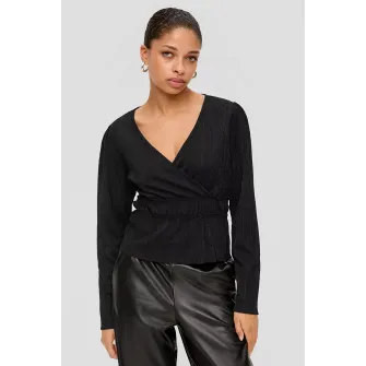 Q/S by s.Oliver, Bluza cu decolteu cache-coeur, Negru, XS