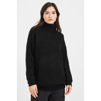 Q/S by s.Oliver, Pulover lejer cu guler inalt, Negru, L