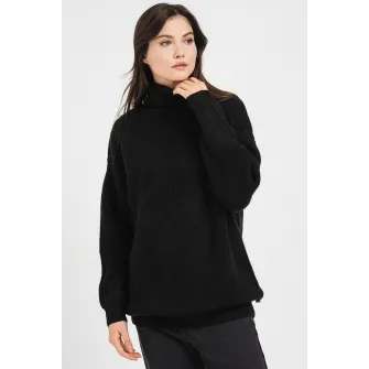 Q/S by s.Oliver, Pulover lejer cu guler inalt, Negru, L
