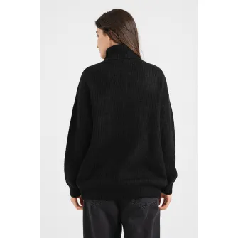 Q/S by s.Oliver, Pulover lejer cu guler inalt, Negru, L