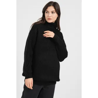 Q/S by s.Oliver, Pulover lejer cu guler inalt, Negru, L