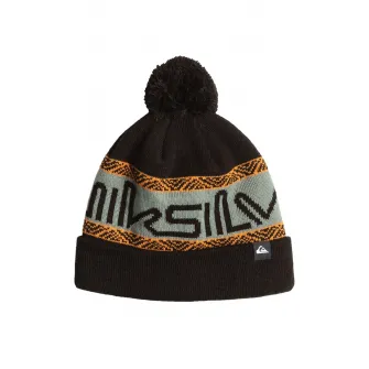 QUIKSILVER, Caciula cu ciucure si imprimeu logo, pentru schi Summit Yth, Negru, Gri deschis, Caramel, 52 CM