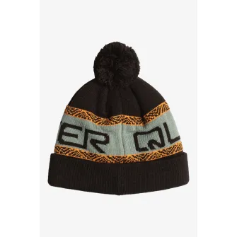 QUIKSILVER, Caciula cu ciucure si imprimeu logo, pentru schi Summit Yth, Negru, Gri deschis, Caramel, 52 CM