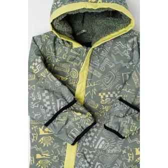 QUIKSILVER, Costum de iarna cu model si gluga, Kaki, 78 CM