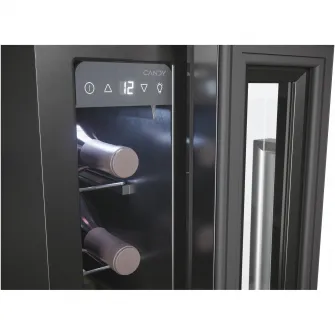 Racitor de vin Candy CCVB 15/1, 6 rafturi, 7 sticle , Ventilator, Iluminare Led, Clasa G, Negru