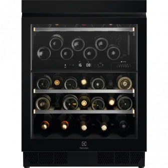 Racitor de vinuri Electrolux EWUD140B8B, 40 sticle, Rafturi lemn, Control electronic (Zona dubla de control), Clasa G, H 82 cm, Negru