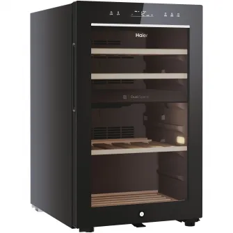 Racitor de vinuri Haier HWS42GDAU1, 42 sticle, WiFi, LED, dual zone, Usa reversibila, Clasa G, H 82 cm, Negru