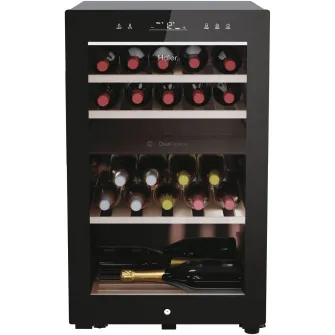 Racitor de vinuri Haier HWS42GDAU1, 42 sticle, WiFi, LED, dual zone, Usa reversibila, Clasa G, H 82 cm, Negru