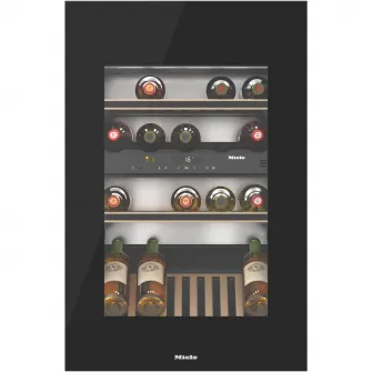 Racitor de vinuri incorporabil Miele KWT 6422 iG-1, 33 sticle, 104 l, Clasa G, 2 zone de temperatura, Iluminare LED, Negru