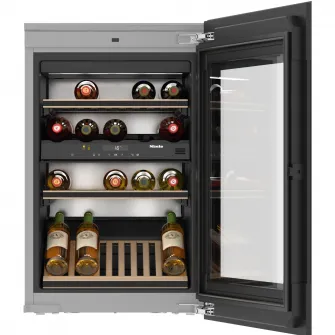 Racitor de vinuri incorporabil Miele KWT 6422 iG-1, 33 sticle, 104 l, Clasa G, 2 zone de temperatura, Iluminare LED, Negru