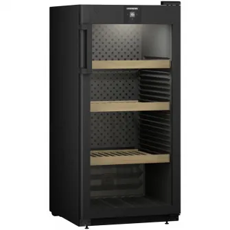 Racitor de vinuri Liebherr WPbl 4201, 272 l, 141 sticle, Clasa E, Rafturi lemn, Control electronic, Touch Display, H 128,4 cm, Negru