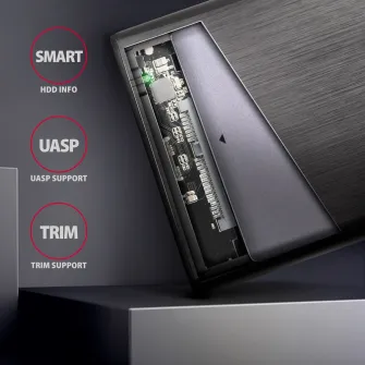 Rack extern Axagon EE25-A6C, USB 3.2 gen1, compatibil cu SATA HDD/SSD de 2.5 inch , 6 Gbit/s, Negru