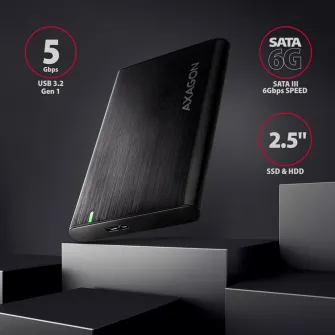 Rack extern Axagon EE25-A6M, USB 3.2 gen1, compatibil cu SATA HDD/SSD de 2.5 inch, 6 Gbit/s, Negru